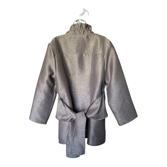Yushi Silver Gray Swing Jacket Belted Wire Collar Art to Wear Excellent XL - Picture 6 of 11